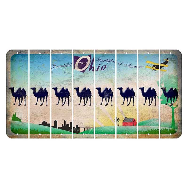 Beautiful Ohio Cut License Plate Strips (Set of 8) Camel