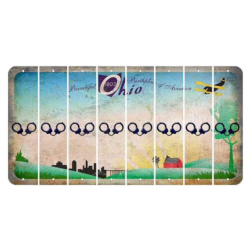 Beautiful Ohio Cut License Plate Strips (Set of 8) Handcuffs