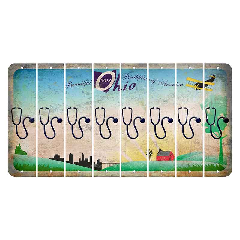 Beautiful Ohio Cut License Plate Strips (Set of 8) Stethoscope