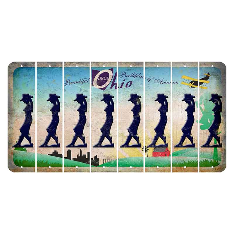 Beautiful Ohio Cut License Plate Strips (Set of 8) Cowgirl - Leaning