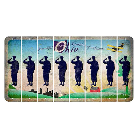 Beautiful Ohio Cut License Plate Strips (Set of 8) Soldier - Saluting