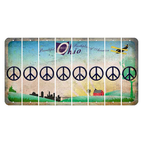 Beautiful Ohio Cut License Plate Strips (Set of 8) Peace Sign