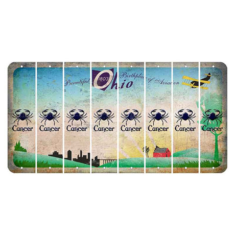 Beautiful Ohio Cut License Plate Strips (Set of 8) Zodiac Sign - Cancer