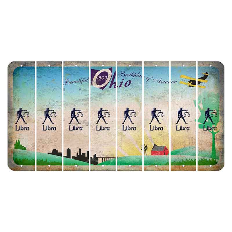 Beautiful Ohio Cut License Plate Strips (Set of 8) Zodiac Sign - Libra