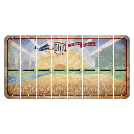 Sunrise in Ohio Cut License Plate Strips (Set of 8) Hyphen