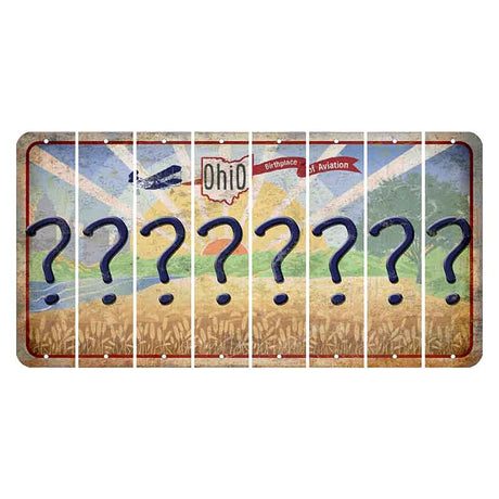 Sunrise in Ohio Cut License Plate Strips (Set of 8) Question Mark