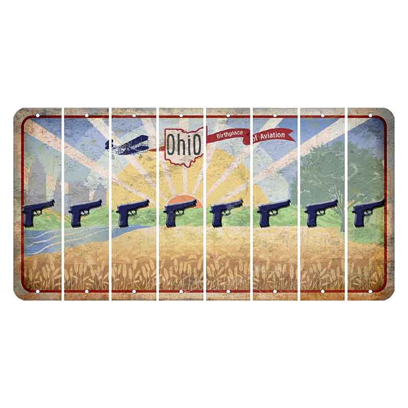 Sunrise in Ohio Cut License Plate Strips (Set of 8) Handgun