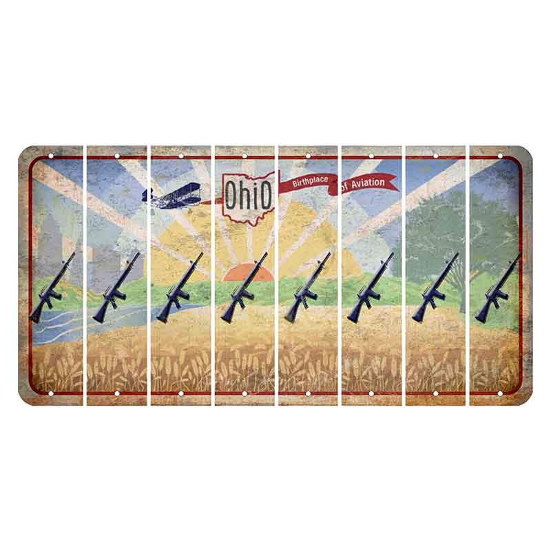 Sunrise in Ohio Cut License Plate Strips (Set of 8) Rifle