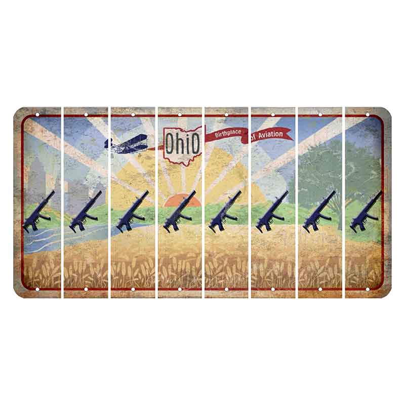 Sunrise in Ohio Cut License Plate Strips (Set of 8) Submachine Gun