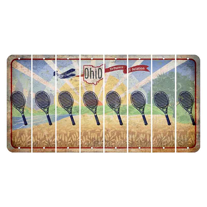 Sunrise in Ohio Cut License Plate Strips (Set of 8) Tennis Racket