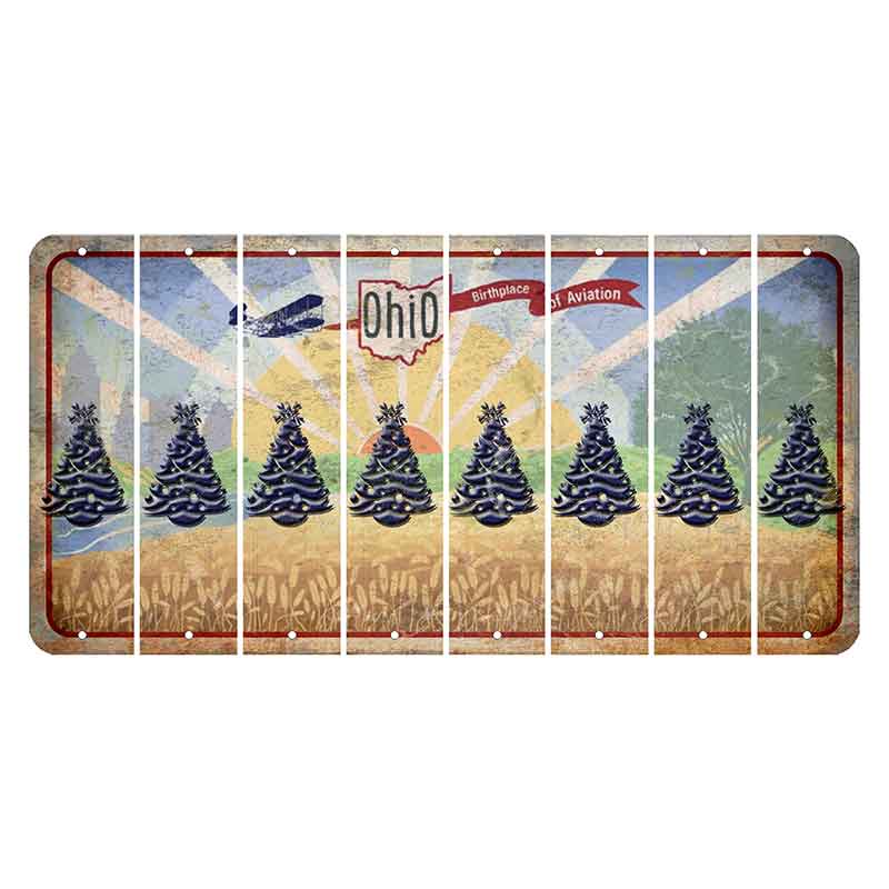 Sunrise in Ohio Cut License Plate Strips (Set of 8) Christmas Tree