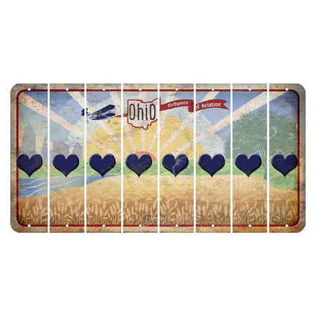 Sunrise in Ohio Cut License Plate Strips (Set of 8) Heart