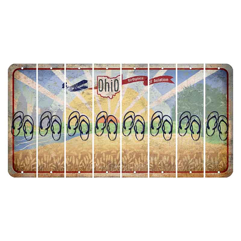 Sunrise in Ohio Cut License Plate Strips (Set of 8) Flip Flops