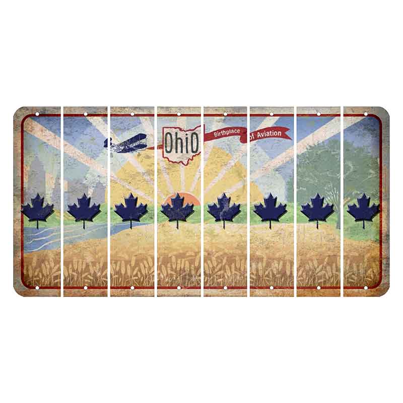 Sunrise in Ohio Cut License Plate Strips (Set of 8) Maple Leaf