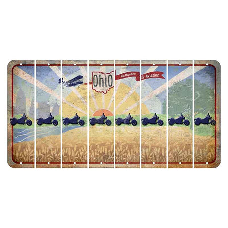 Sunrise in Ohio Cut License Plate Strips (Set of 8) Motorcycle