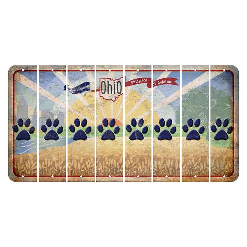 Sunrise in Ohio Cut License Plate Strips (Set of 8) Dog Paw
