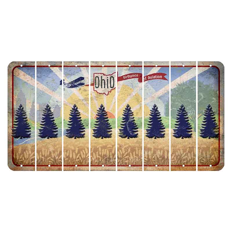 Sunrise in Ohio Cut License Plate Strips (Set of 8) Pine Tree