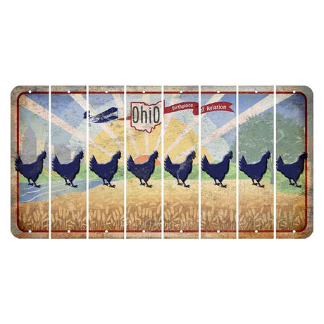 Sunrise in Ohio Cut License Plate Strips (Set of 8) Chicken