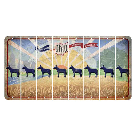 Sunrise in Ohio Cut License Plate Strips (Set of 8) Donkey