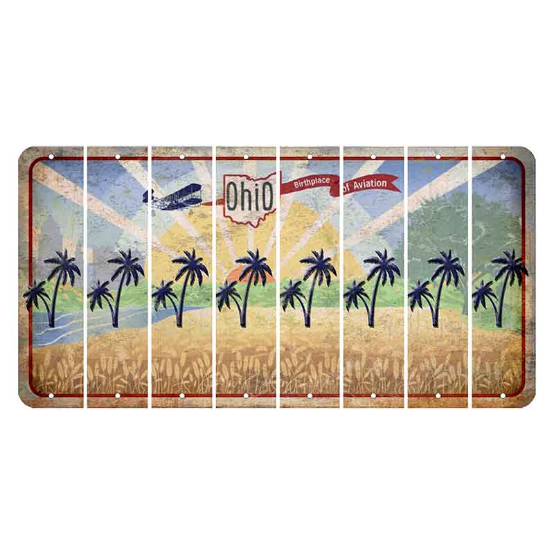 Sunrise in Ohio Cut License Plate Strips (Set of 8) Palm Trees