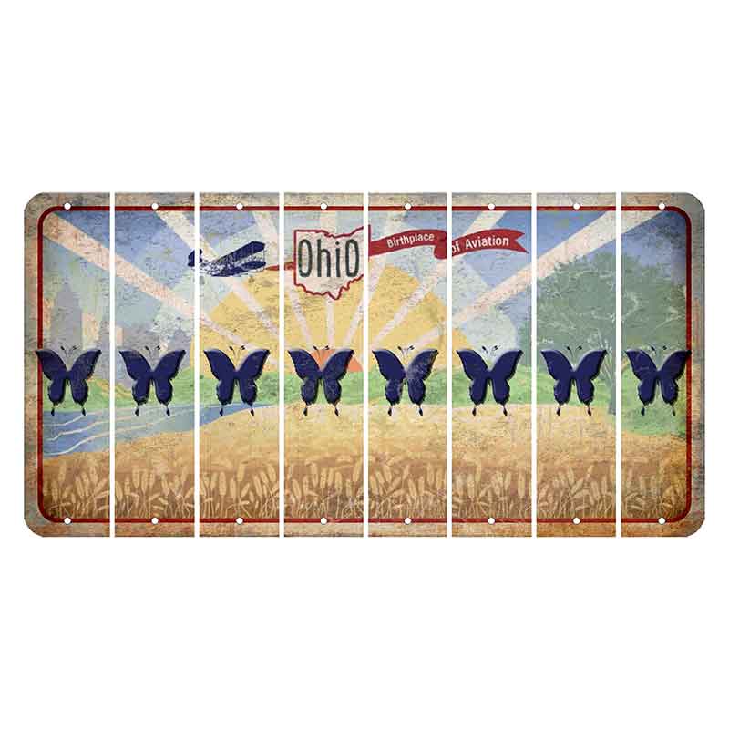 Sunrise in Ohio Cut License Plate Strips (Set of 8) Butterfly