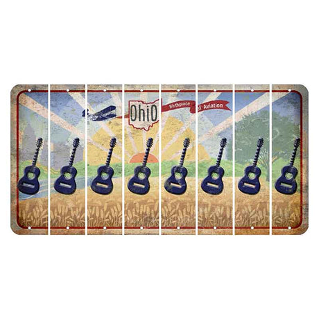 Sunrise in Ohio Cut License Plate Strips (Set of 8) Guitar