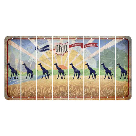 Sunrise in Ohio Cut License Plate Strips (Set of 8) Giraffe