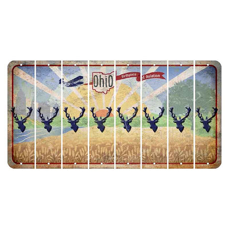 Sunrise in Ohio Cut License Plate Strips (Set of 8) Elk