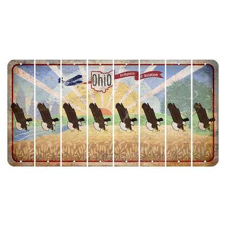 Sunrise in Ohio Cut License Plate Strips (Set of 8) Bald Eagle