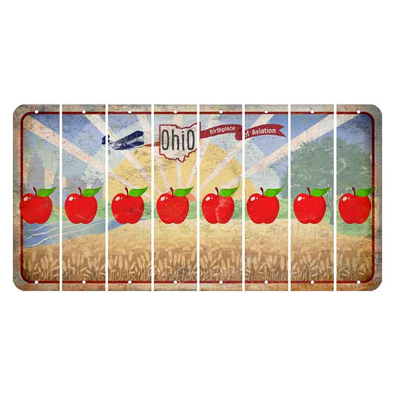 Sunrise in Ohio Cut License Plate Strips (Set of 8) Apple