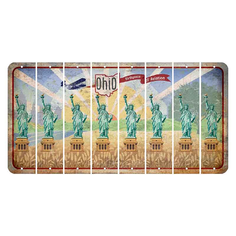 Sunrise in Ohio Cut License Plate Strips (Set of 8) Statue of Liberty