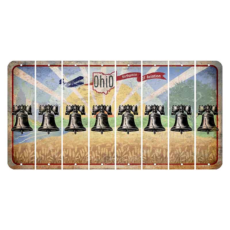 Sunrise in Ohio Cut License Plate Strips (Set of 8) Liberty Bell