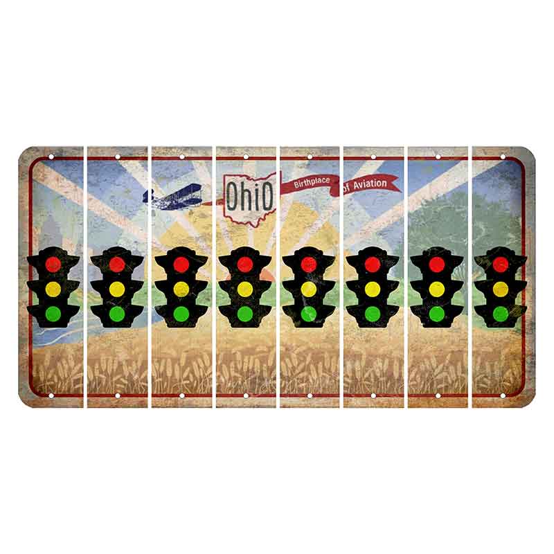 Sunrise in Ohio Cut License Plate Strips (Set of 8) Traffic Light