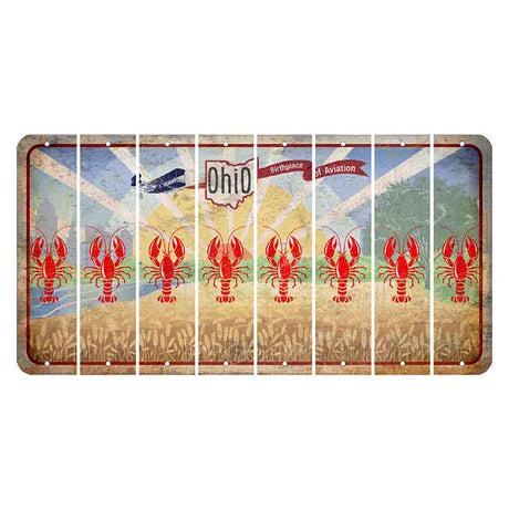 Sunrise in Ohio Cut License Plate Strips (Set of 8) Lobster