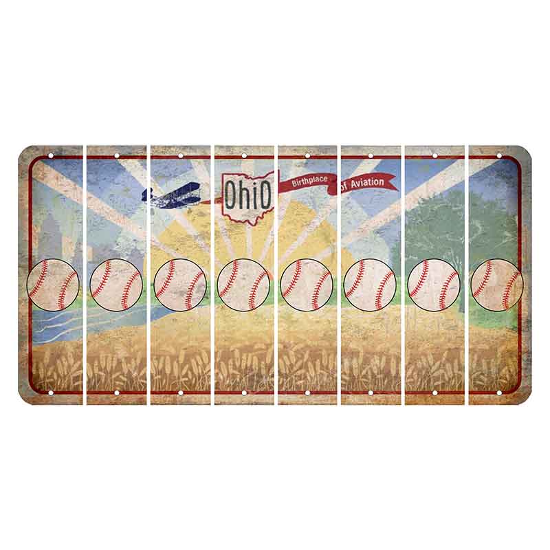 Sunrise in Ohio Cut License Plate Strips (Set of 8) Baseball