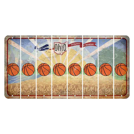 Sunrise in Ohio Cut License Plate Strips (Set of 8) Basketball