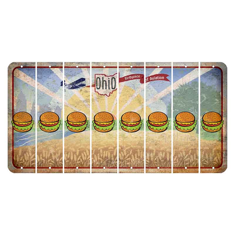 Sunrise in Ohio Cut License Plate Strips (Set of 8) Hamburger