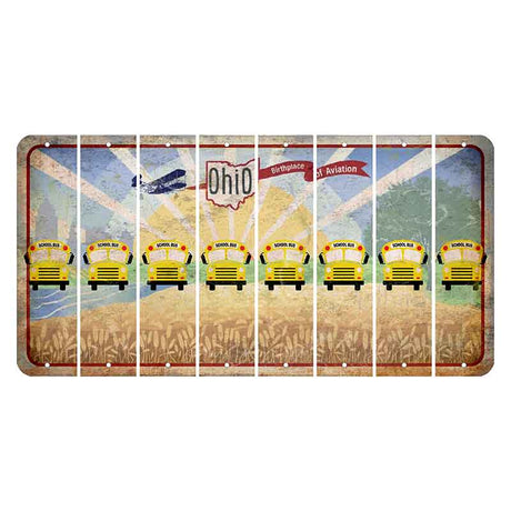 Sunrise in Ohio Cut License Plate Strips (Set of 8) School Bus