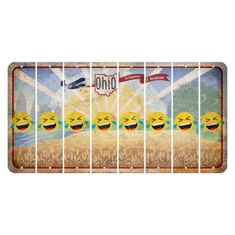 Sunrise in Ohio Cut License Plate Strips (Set of 8) Emoji - Laughing