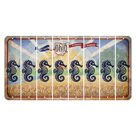 Sunrise in Ohio Cut License Plate Strips (Set of 8) Seahorse