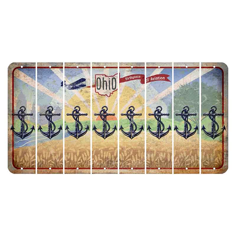 Sunrise in Ohio Cut License Plate Strips (Set of 8) Boat Anchor