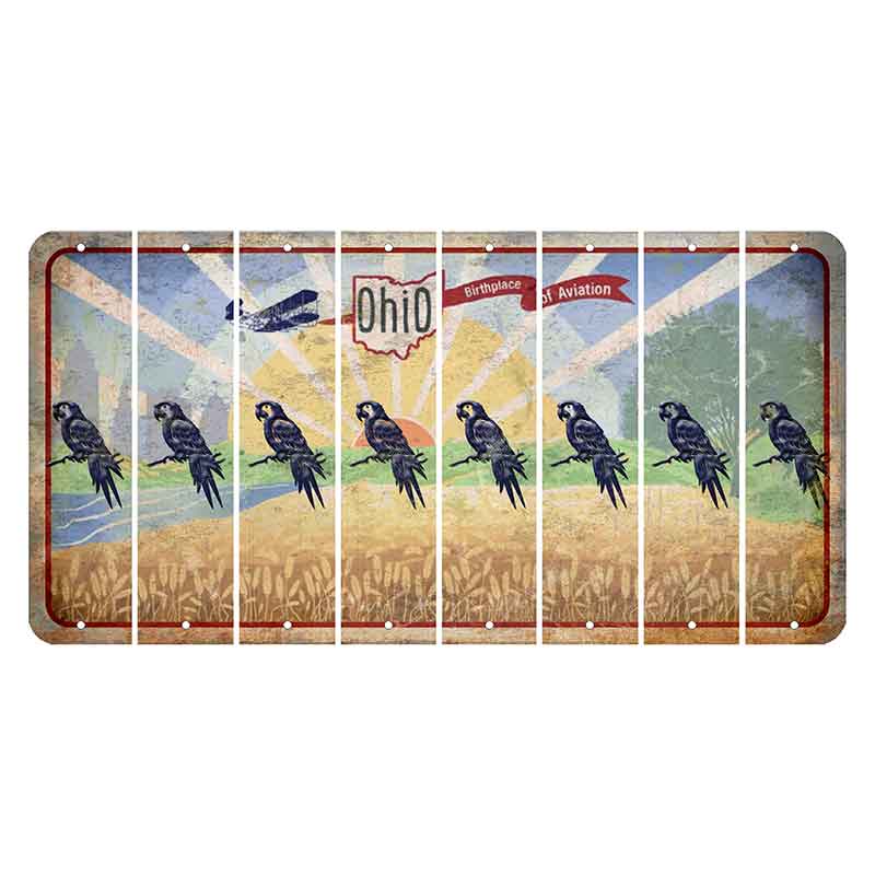 Sunrise in Ohio Cut License Plate Strips (Set of 8) Parrot