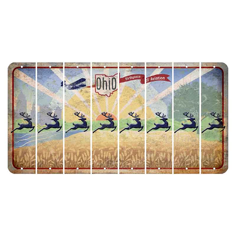 Sunrise in Ohio Cut License Plate Strips (Set of 8) Reindeer