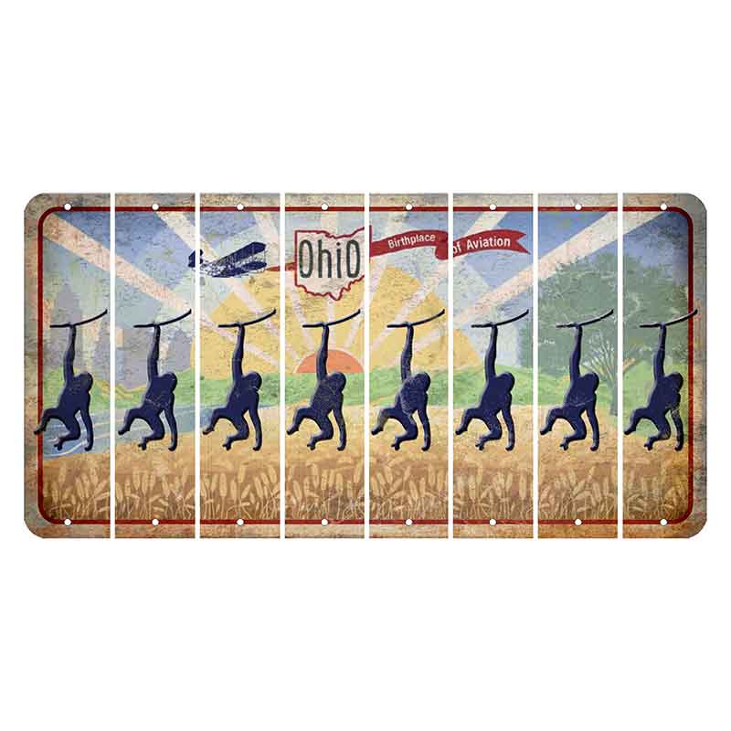 Sunrise in Ohio Cut License Plate Strips (Set of 8) Monkey