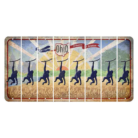 Sunrise in Ohio Cut License Plate Strips (Set of 8) Monkey