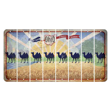 Sunrise in Ohio Cut License Plate Strips (Set of 8) Camel