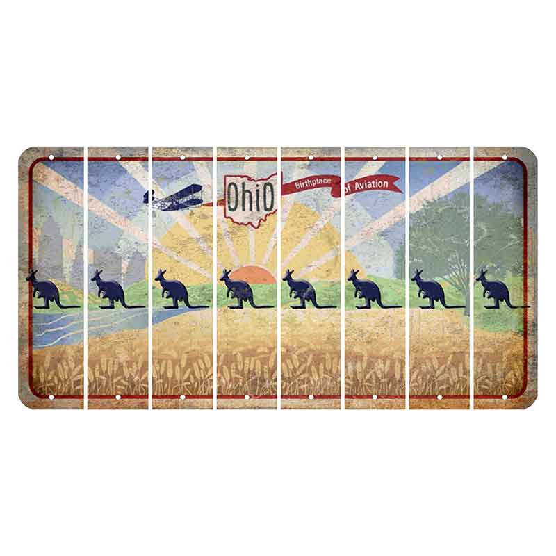 Sunrise in Ohio Cut License Plate Strips (Set of 8) Kangaroo