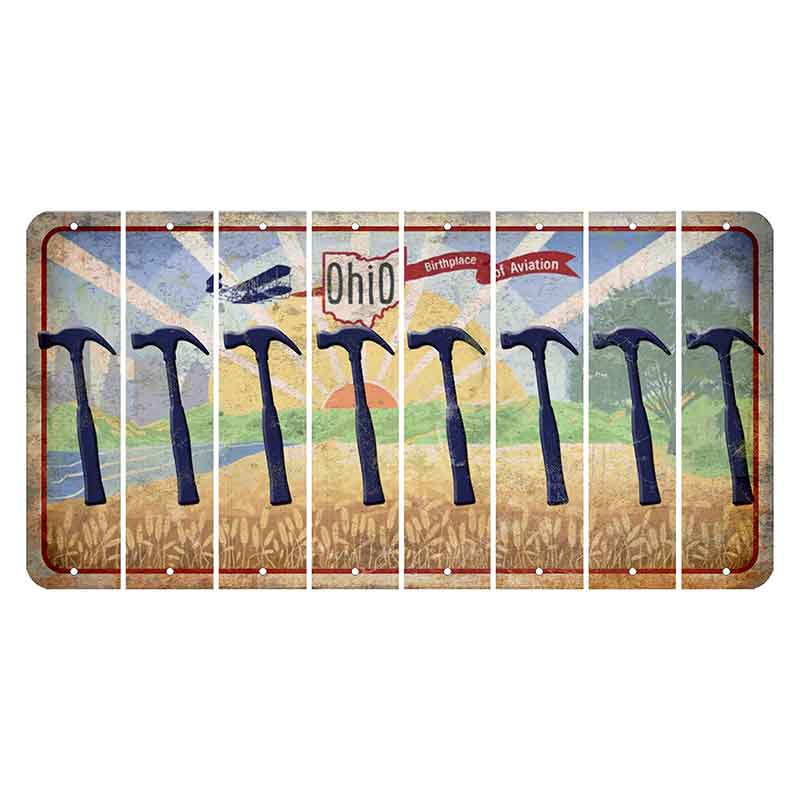 Sunrise in Ohio Cut License Plate Strips (Set of 8) Hammer