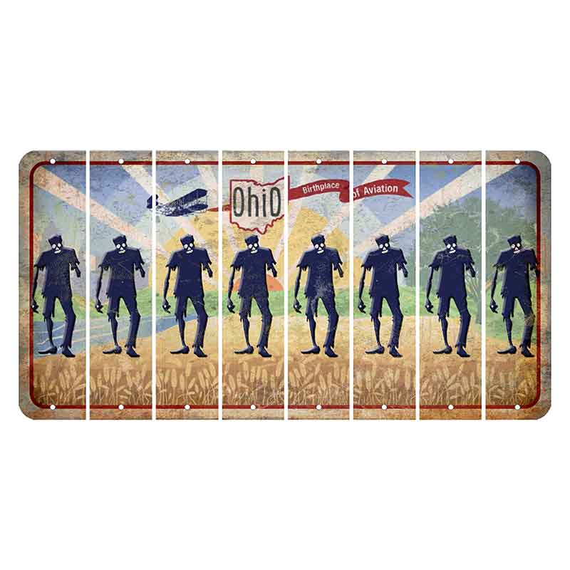 Sunrise in Ohio Cut License Plate Strips (Set of 8) Zombie