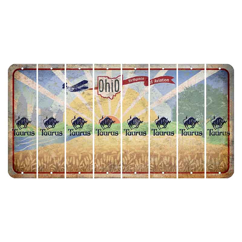 Sunrise in Ohio Cut License Plate Strips (Set of 8) Zodiac Sign - Taurus